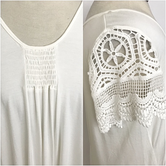 Ivory Soft Boho Flattering Tunic Top LXL - Picture 4 of 4
